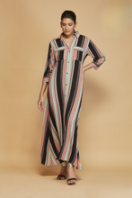 Load image into Gallery viewer, 8012 Women Striped Maxi Shirt Dress
