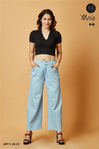 4097 Women's Denim Flare Pants with Pockets