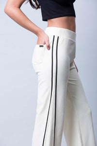 4168 Knit Bell Bottom Pants with Side Strips