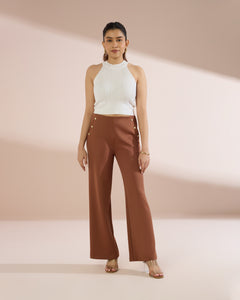 4227 Wide-Leg Pants with Button Detail