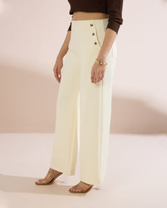 4227 Wide-Leg Pants with Button Detail