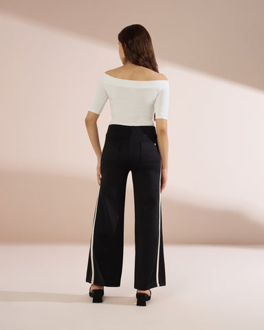 4229 Contrast Side‑Stripe Wide Leg Pants