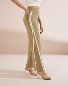 4229 Contrast Side‑Stripe Wide Leg Pants