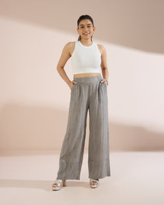 4237 Wide-Hem Linen Trousers with Flare