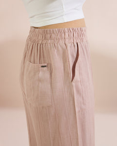 4237 Wide-Hem Linen Trousers with Flare
