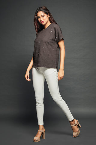 5044 Women Ribbed Relaxed Shirt