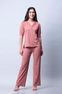 6060 Women Knitted V neck Co-ord set