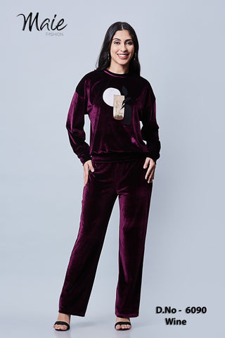 6090 Women Shine velvet Co-ord set