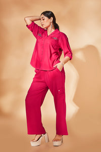 6113 Women Linen Co-ord set With Front Brooch Pocket