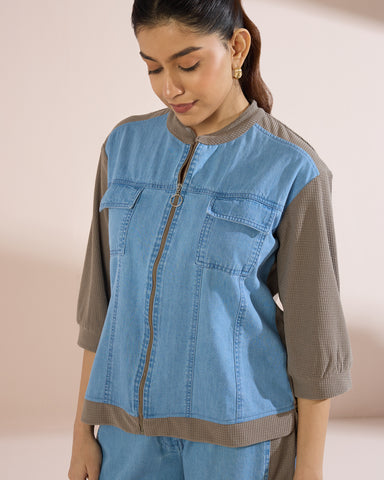 6201 Two Tone Denim Set