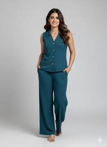 6136 Knitted Vest Co-ord Set